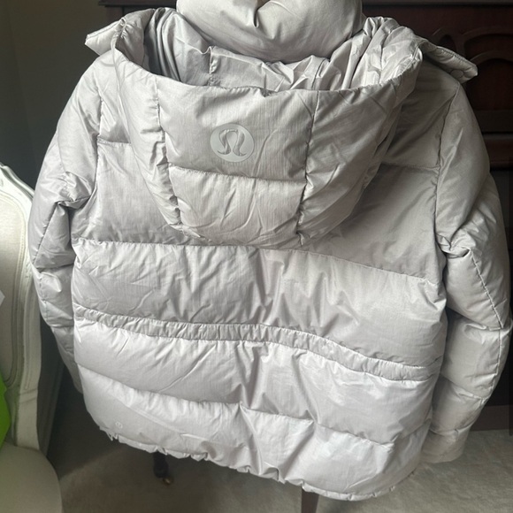 Lululemon wunder puff down jacket coat heathered natural ivory grey size 4 - Picture 2 of 8